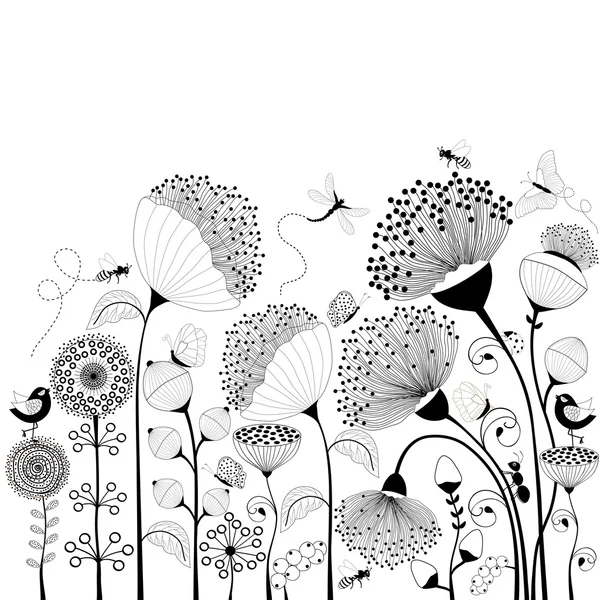 Black and white flowers — Stock Illustration Black and white flowers Royalty Free Stock Illustrations