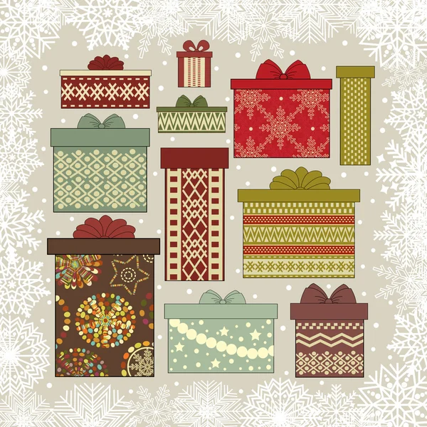 Julebakgrunn med gavebokser – stockvektor