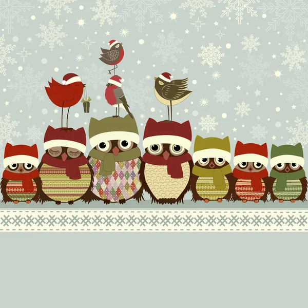 kuş ile yılbaşı tebrik kartı