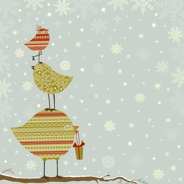 Biglietto natalizio con uccello stilizzato — Vettoriale Stock