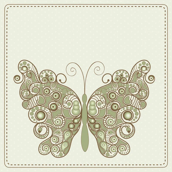 Grußkarte mit buntem stilisierten Schmetterling — Stockvektor