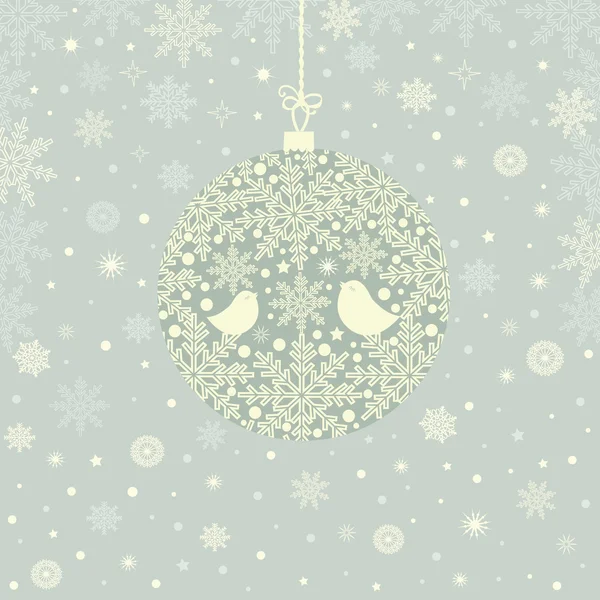 Cartão de saudação com bola de Natal ornamental — Vetor de Stock