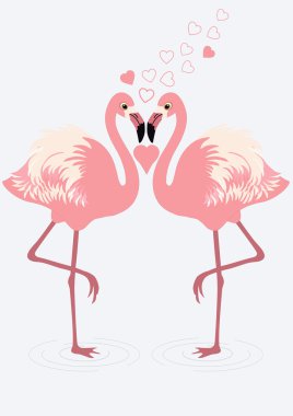 Pair of flamingos  clipart