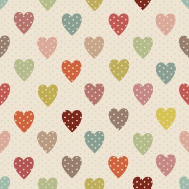 Soyut sorunsuz polka noktalı desene renkli kalpli