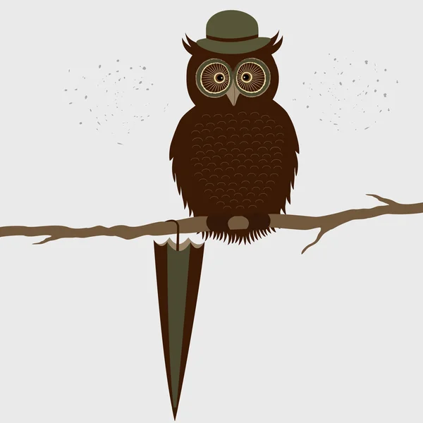 Şapka dal ile şirin baykuş — Stok Vektör