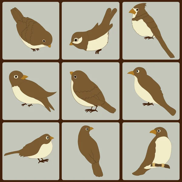 Conjunto de iconos de pájaros lindos — Archivo Imágenes Vectoriales