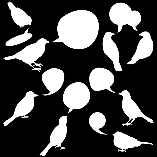 Uccelli carini e bolla vocale — Vettoriale Stock