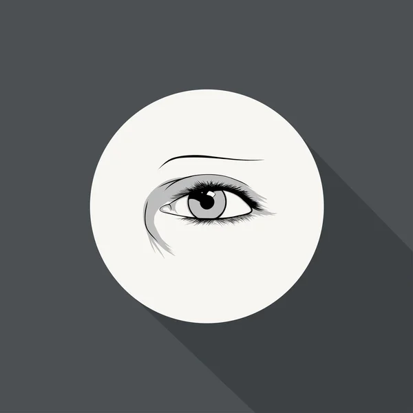 Иллюстрация иконы глаза с длинной тенью — стоковый вектор