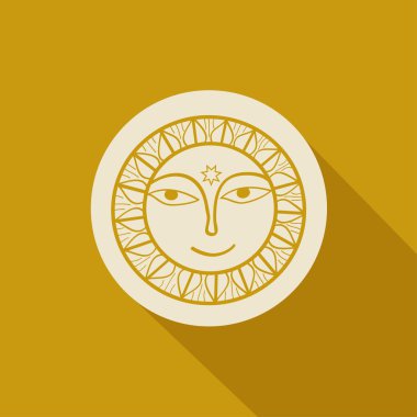 Uzun gölge ile stilize güneş simgesi