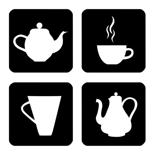Ikona z szklanki, czajnik z kawą i herbatą — Wektor stockowy