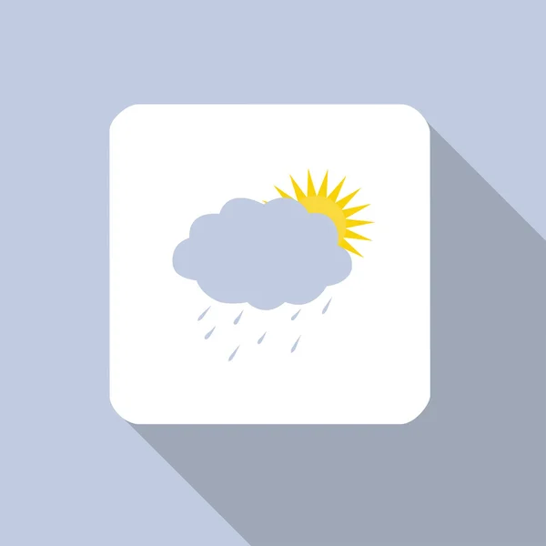 Sun and cloud with raindrops icon — Stock Vector