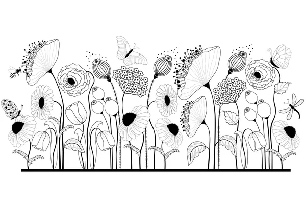 Floral kaart op witte achtergrond — Stockvector