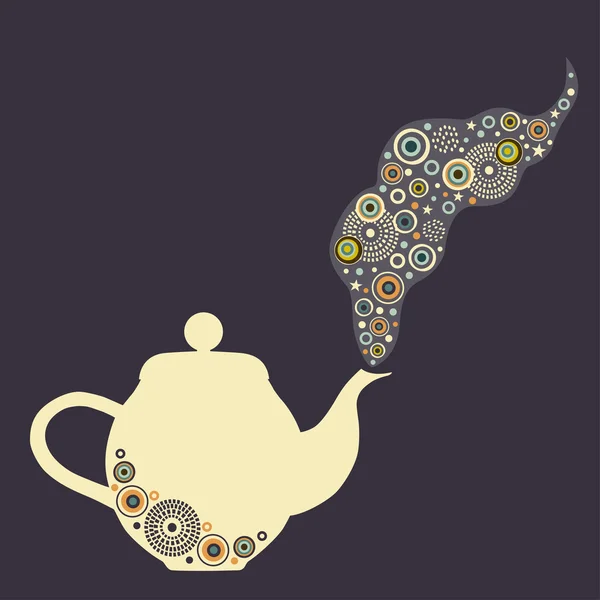 Stilisierte Teekanne mit Designelementen — Stockvektor