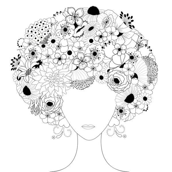 Woman floral silhouette — Stock Vector