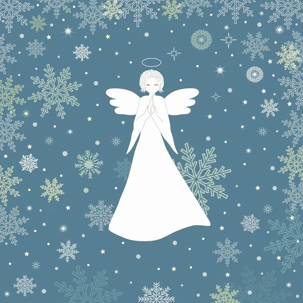 Christmas Greeting Card with angel — Stock Vector