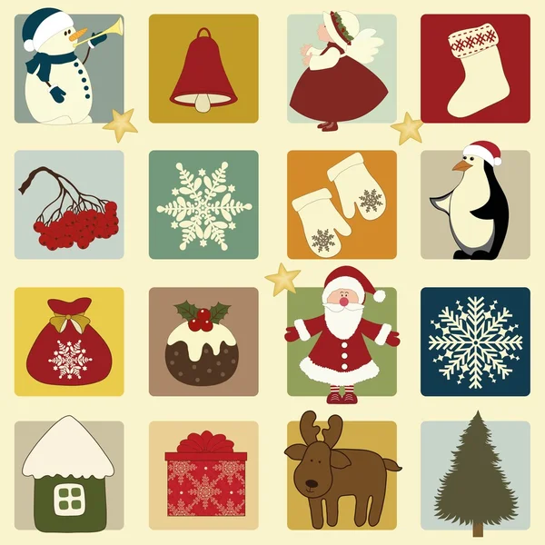 Iconos retro de Navidad — Archivo Imágenes Vectoriales