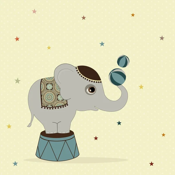 Éléphant mignon avec deux boules — Image vectorielle