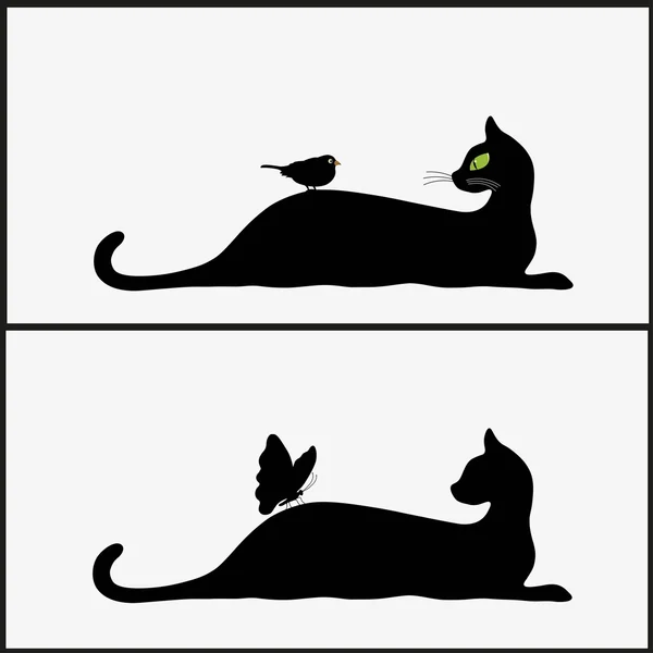 Silhouette stylisée de chats noirs — Image vectorielle