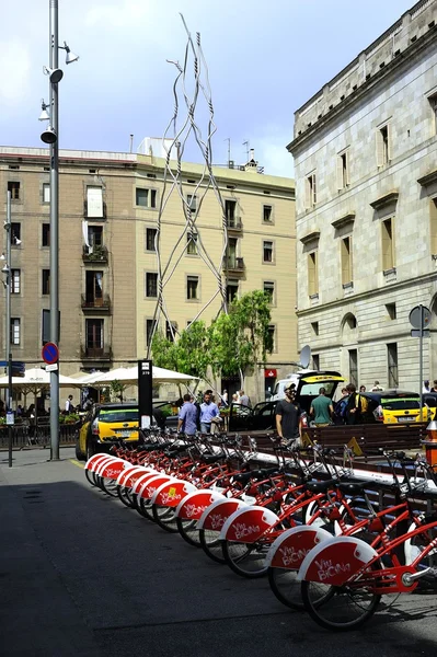 Line of Red and White Bicycles — Stock Photo, Image