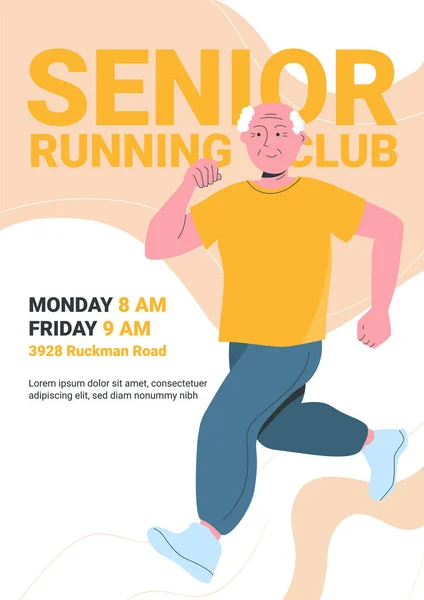 Cartel del club de running senior con jogging viejo — Archivo Imágenes Vectoriales