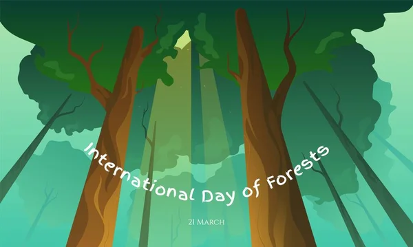 Uluslararası Orman Günü Ağaç Taçlarının Alt Manzaralı Hali Ormanların Yok — Stok Vektör