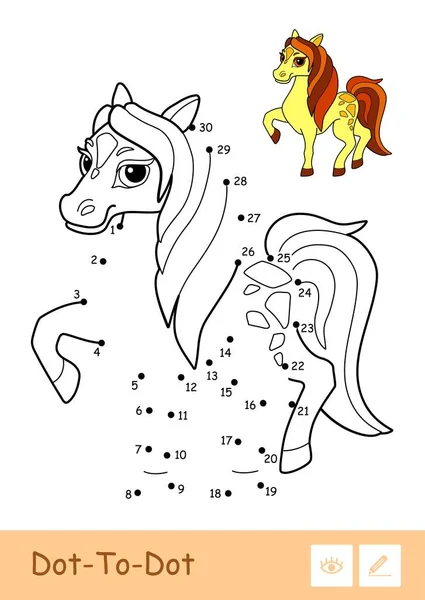 Imagem Contorno Vetorial Incolor Ponto Ponto Exemplo Colorido Cavalo Careca — Vetor de Stock