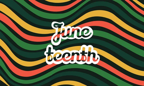 Juneteenth Banner Text Background Yellow Red Green Waves Devoted Emancipation — Stockvektor