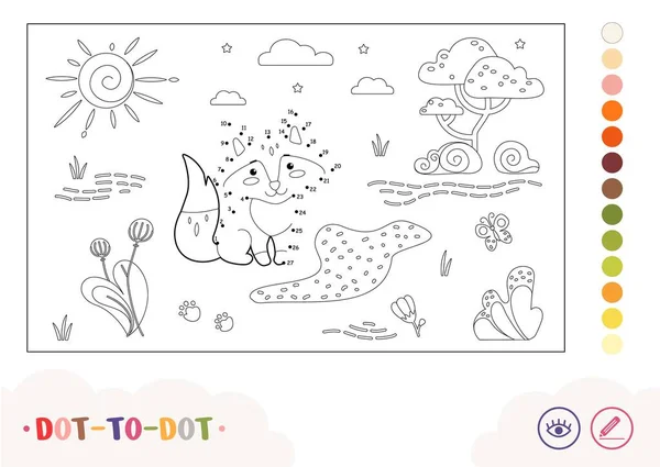 Colorless Dot Dot Image Fox Sitting Forest Stream Wild Animals — Image vectorielle