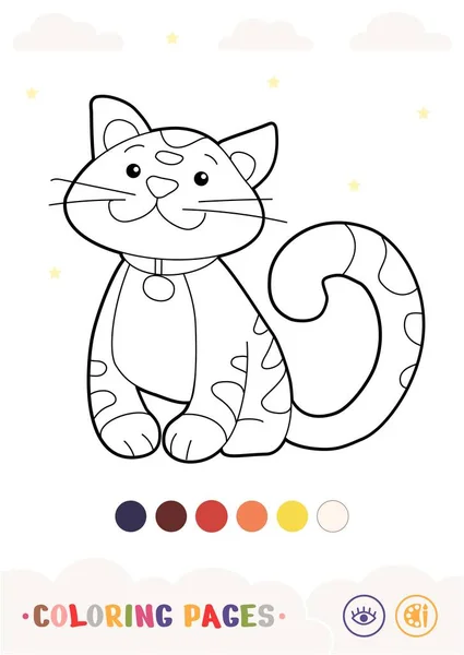 Colorless Vertical Image Cute Linear Striped Cat Isolated White Background — Vector de stock