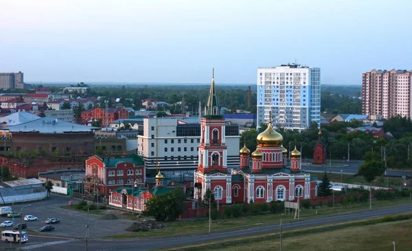 Kościół Barnaul Rosja Widok Rzekę Miasta — Zdjęcie stockowe