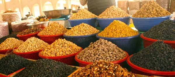 Oezbeekse Bazaar Snoep Noten Droog Fruit Markt Oude Stad Bukhara — Stockfoto
