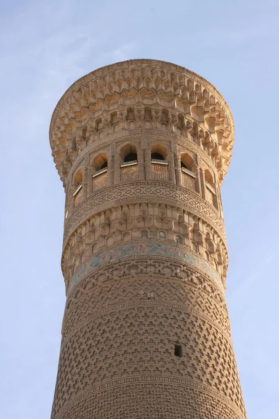 Bukhara Uzbekistán Listopadu 2019 Velký Minaret Kalonu Symbol Města Mešita — Stock fotografie
