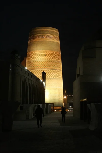 Khiva Uzbekistan December 2019 Kalta Minor Minaret Khiva Night — 图库照片