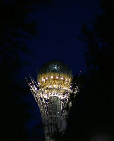 Astaná Kazajstán Agosto 2019 Monumento Baiterek Por Noche Símbolo Principal — Foto de Stock