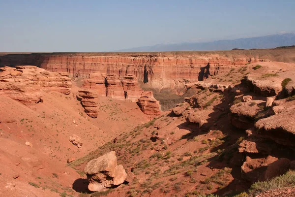 Charyn Canyon Sureste Kazajstán Verano 2019 Roca Roja Cañón Sendero — Foto de Stock