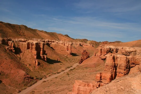 Charyn Canyon Jihovýchodní Kazachstánu Léto2019 Red Rock Canyon Trail Krajina — Stock fotografie