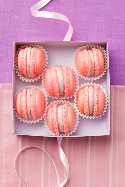 Pink macarons in a box — Stock Photo, Image