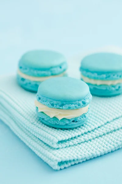 Turquoise macarons with buttercream filling Stock Picture