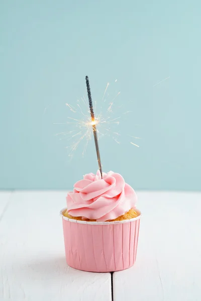 Cupcake with sparkler — Stock Photo, Image