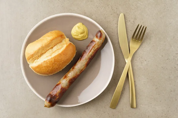 Bratwurst with bread roll — Stock Photo, Image
