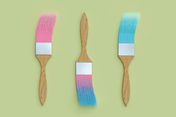 Three paintbrushes rendering — Stock Photo, Image