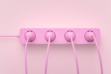 Pembe çoklu- priz güç bandı 3D görüntüleyici