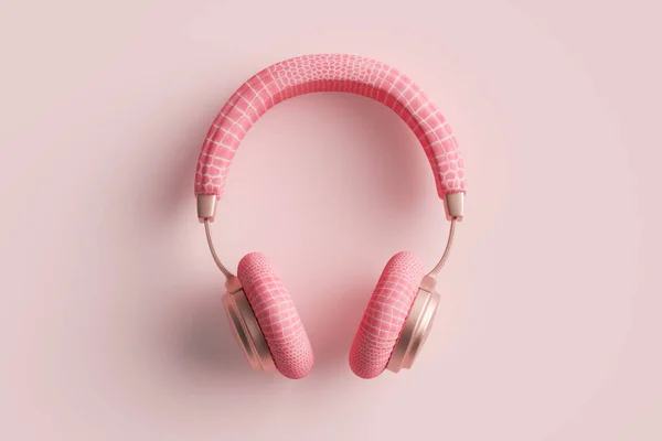 Fones de ouvido rosa ilustração 3D — Fotografia de Stock