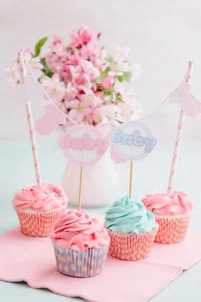 Baby shower muffins — Stockfoto