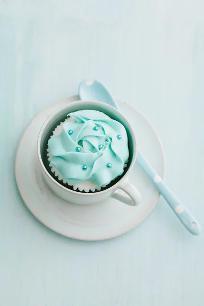Licht blauw cupcake — Stockfoto