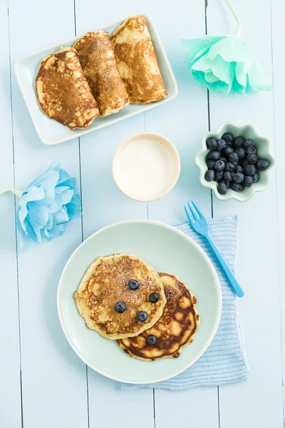 Pfannkuchen mit Blaubeeren — Stockfoto