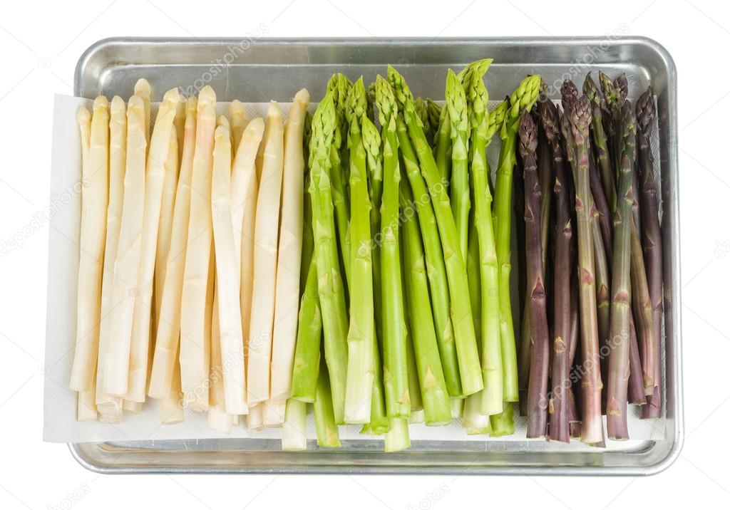 White, green and purple asparagus
