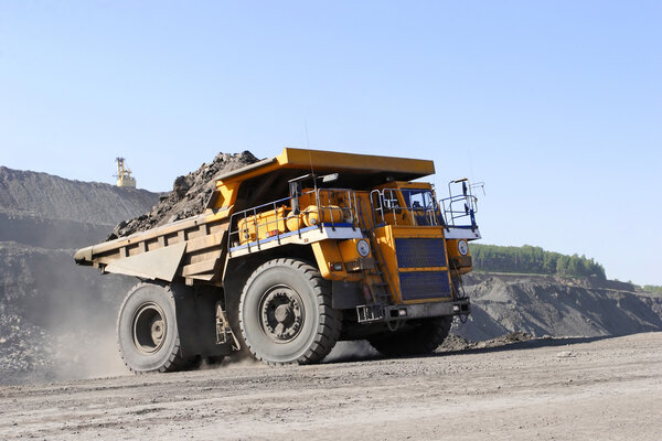 Coal mining. The truck transporting coal.