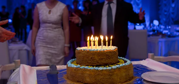 Selective focus close up anniversary cake — Stock Photo, Image