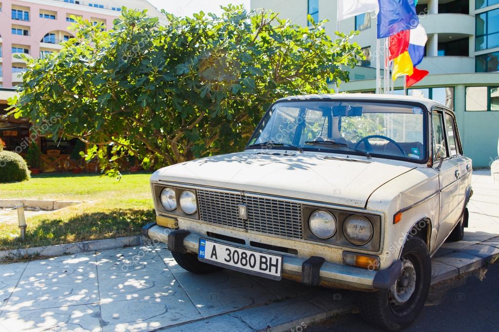 NESSEBAR, BULGARIA - SEP 02: VAZ 2106 Zhiguli classic soviet vehicle parked near by hotel Marvel in Nesebar, Bulgaria at September 02, 2016